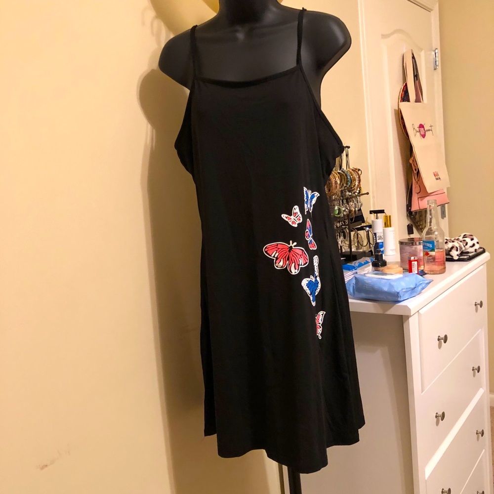 Large black dress with butterflies